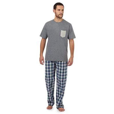 Maine New England Grey t-shirt and multi-coloured checked print loungewear set